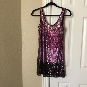 Express purple ombré sequins dress